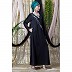Embroidered flare Nida abaya- Black